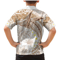 Polynesia Humpback Whale Family Matching Mermaid Dress and Hawaiian Shirt Tropical Plumeria Beige LT7 - Polynesian Pride