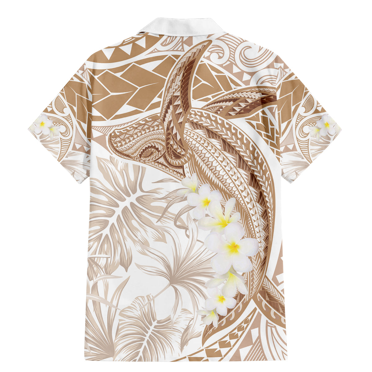 Polynesia Humpback Whale Family Matching Mermaid Dress and Hawaiian Shirt Tropical Plumeria Beige LT7 - Polynesian Pride