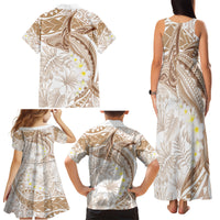 Polynesia Humpback Whale Family Matching Tank Maxi Dress and Hawaiian Shirt Tropical Plumeria Beige LT7 - Polynesian Pride