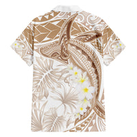 Polynesia Humpback Whale Family Matching Tank Maxi Dress and Hawaiian Shirt Tropical Plumeria Beige LT7 - Polynesian Pride