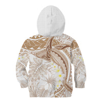 Polynesia Humpback Whale Kid Hoodie Tropical Plumeria Beige LT7 - Polynesian Pride