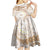 Polynesia Humpback Whale Kid Short Sleeve Dress Tropical Plumeria Beige