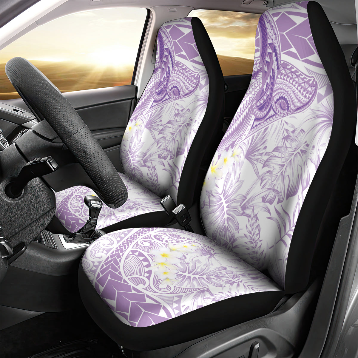 Polynesia Humpback Whale Car Seat Cover Tropical Plumeria Lavender LT7 - Polynesian Pride