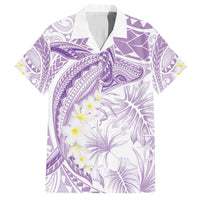 Polynesia Humpback Whale Family Matching Long Sleeve Bodycon Dress and Hawaiian Shirt Tropical Plumeria Lavender LT7 Dad's Shirt - Short Sleeve Lavender - Polynesian Pride