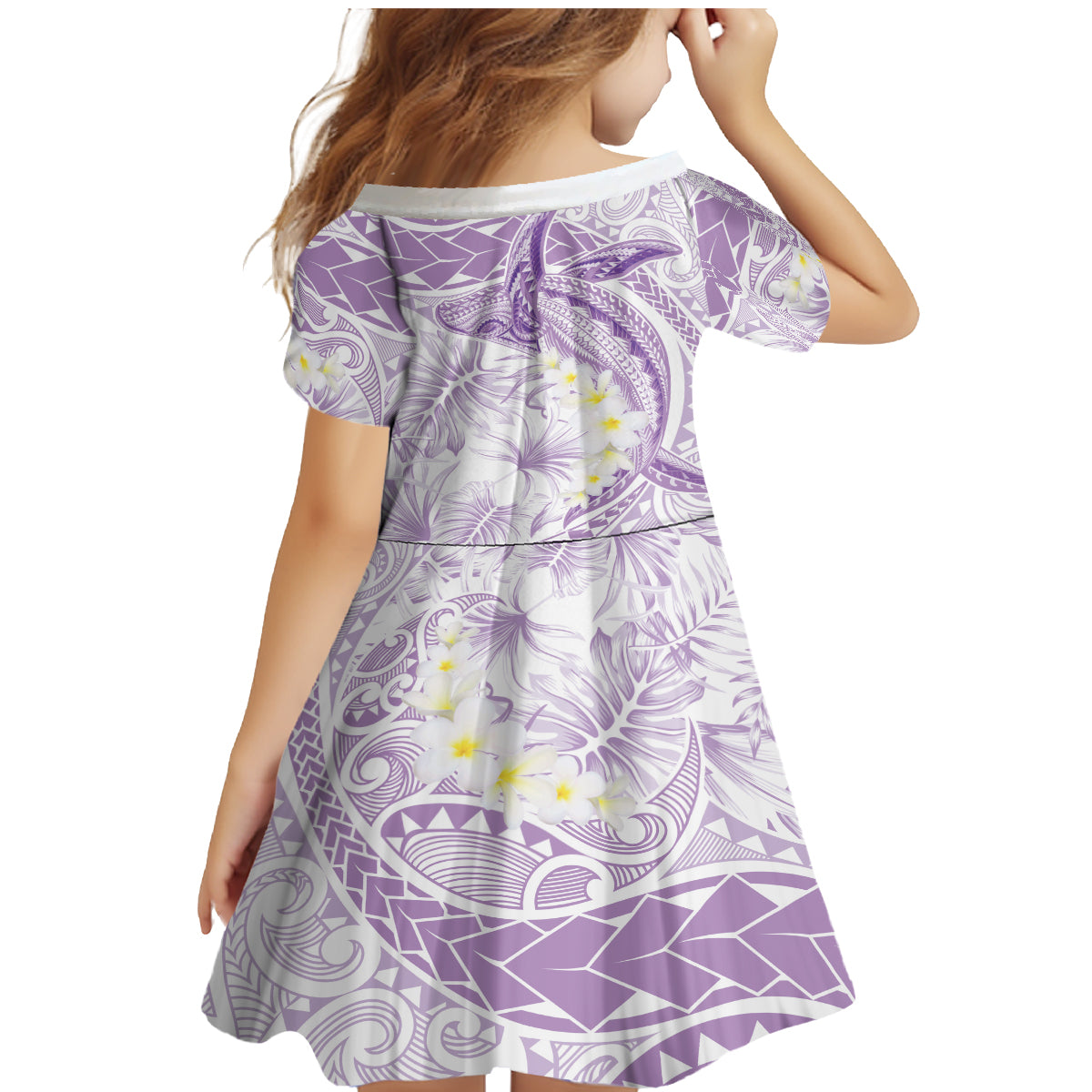 Polynesia Humpback Whale Family Matching Mermaid Dress and Hawaiian Shirt Tropical Plumeria Lavender LT7 - Polynesian Pride