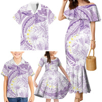 Polynesia Humpback Whale Family Matching Mermaid Dress and Hawaiian Shirt Tropical Plumeria Lavender LT7 - Polynesian Pride