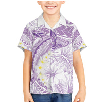 Polynesia Humpback Whale Family Matching Mermaid Dress and Hawaiian Shirt Tropical Plumeria Lavender LT7 Son's Shirt Lavender - Polynesian Pride