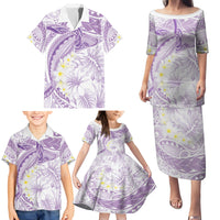 Polynesia Humpback Whale Family Matching Puletasi and Hawaiian Shirt Tropical Plumeria Lavender LT7 - Polynesian Pride