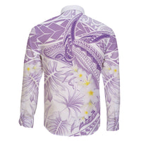 Polynesia Humpback Whale Family Matching Short Sleeve Bodycon Dress and Hawaiian Shirt Tropical Plumeria Lavender LT7 - Polynesian Pride