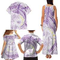 Polynesia Humpback Whale Family Matching Tank Maxi Dress and Hawaiian Shirt Tropical Plumeria Lavender LT7 - Polynesian Pride