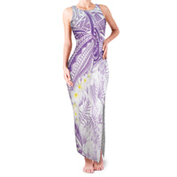 Polynesia Humpback Whale Family Matching Tank Maxi Dress and Hawaiian Shirt Tropical Plumeria Lavender LT7 Mom's Dress Lavender - Polynesian Pride