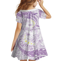 Polynesia Humpback Whale Kid Short Sleeve Dress Tropical Plumeria Lavender LT7 - Polynesian Pride