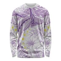 Polynesia Humpback Whale Long Sleeve Shirt Tropical Plumeria Lavender