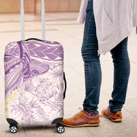 Polynesia Humpback Whale Luggage Cover Tropical Plumeria Lavender