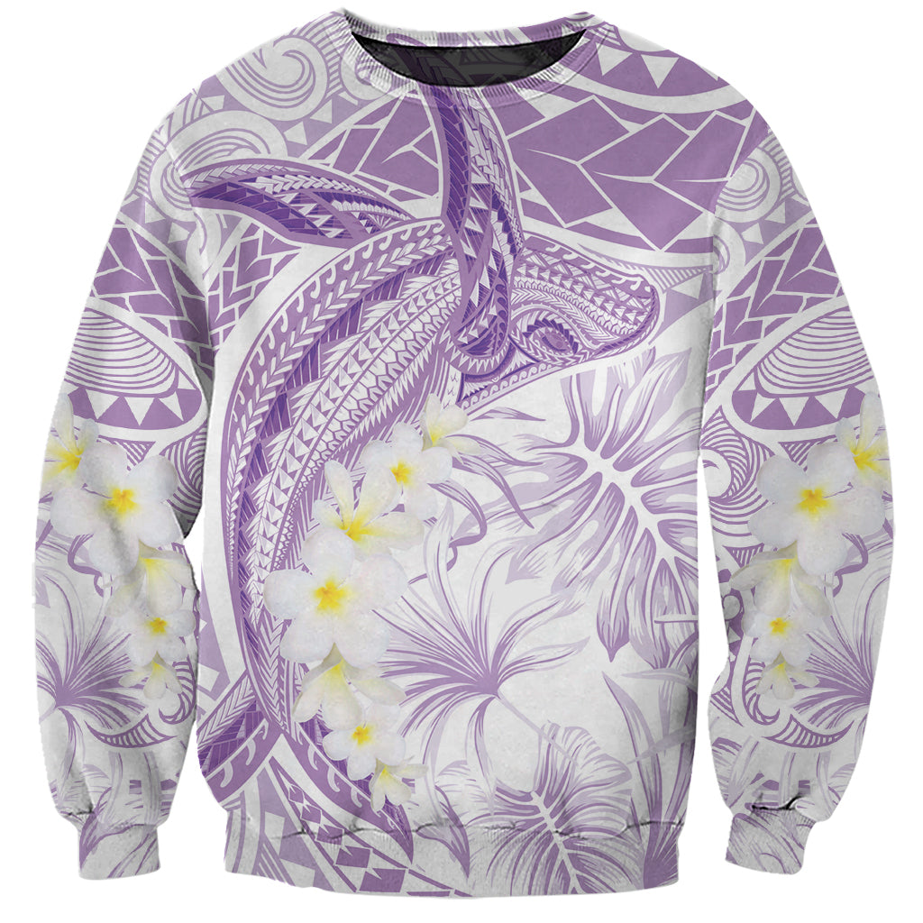 Polynesia Humpback Whale Sweatshirt Tropical Plumeria Lavender