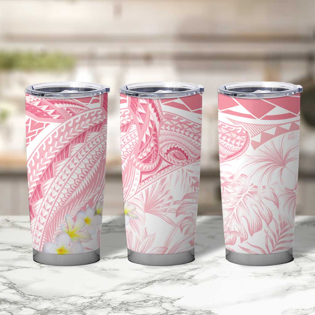 Polynesia Humpback Whale Tumbler Cup Tropical Plumeria Pink