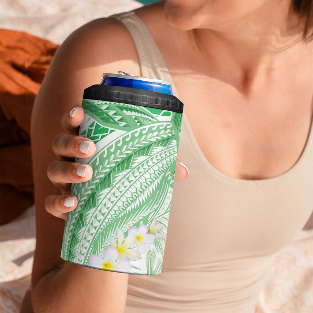 Polynesia Humpback Whale 4 in 1 Can Cooler Tumbler Tropical Plumeria Emerald