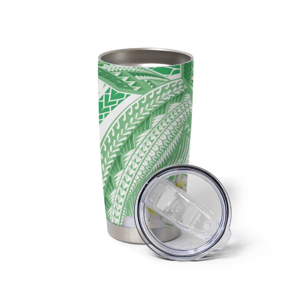 Polynesia Humpback Whale Tumbler Cup Tropical Plumeria Emerald