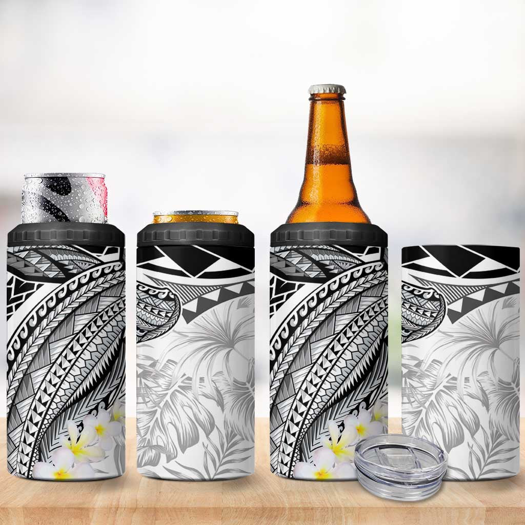 Polynesia Humpback Whale 4 in 1 Can Cooler Tumbler Tropical Plumeria Charcoal
