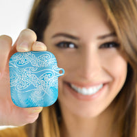 Aotearoa Maori Koru Curves AirPods Case Silver Ferns - Turquoise