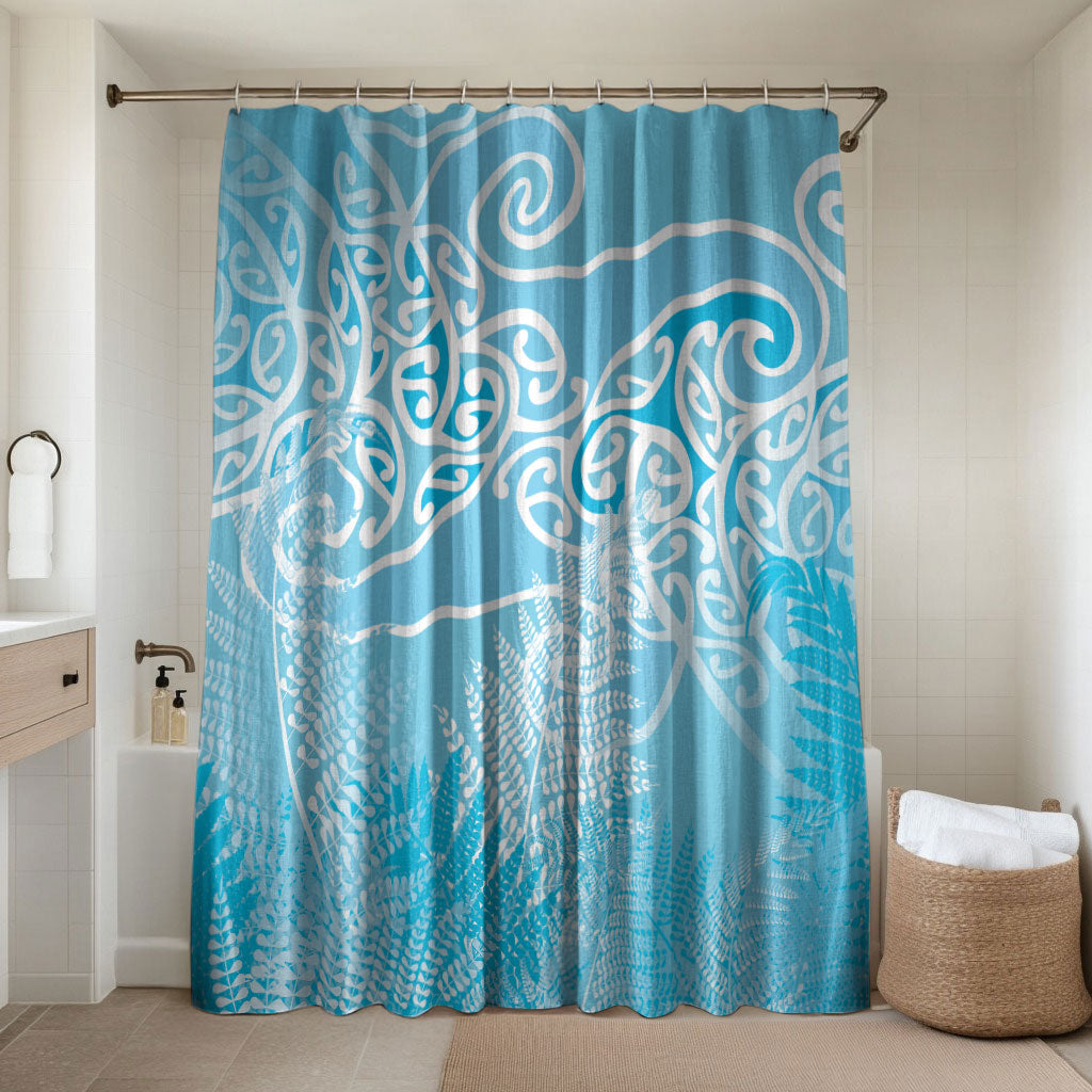 Aotearoa Maori Koru Curves Bathroom Set Silver Ferns - Turquoise