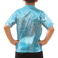 Aotearoa Maori Koru Curves Hawaiian Shirt Silver Ferns - Turquoise