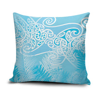 Aotearoa Maori Koru Curves Pillow Cover Silver Ferns - Turquoise