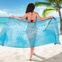 Aotearoa Maori Koru Curves Sarong Silver Ferns - Turquoise