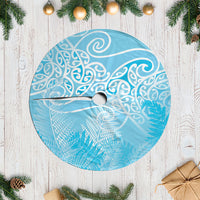 Aotearoa Maori Koru Curves Tree Skirt Silver Ferns - Turquoise LT7 Casual Turquoise - Polynesian Pride