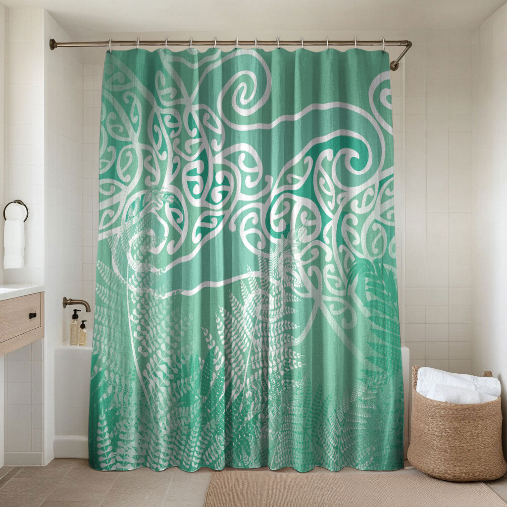 Aotearoa Maori Koru Curves Bathroom Set Silver Ferns - Mint