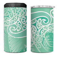 Aotearoa Maori Koru Curves 4 in 1 Can Cooler Tumbler Silver Ferns - Mint LT7 One Size: 16 oz Mint Green - Polynesian Pride