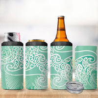 Aotearoa Maori Koru Curves 4 in 1 Can Cooler Tumbler Silver Ferns - Mint LT7 - Polynesian Pride