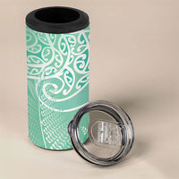 Aotearoa Maori Koru Curves 4 in 1 Can Cooler Tumbler Silver Ferns - Mint LT7 - Polynesian Pride