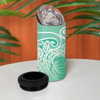 Aotearoa Maori Koru Curves 4 in 1 Can Cooler Tumbler Silver Ferns - Mint LT7 - Polynesian Pride
