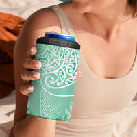 Aotearoa Maori Koru Curves 4 in 1 Can Cooler Tumbler Silver Ferns - Mint LT7 - Polynesian Pride