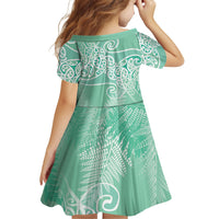 Aotearoa Maori Koru Curves Family Matching Puletasi and Hawaiian Shirt Silver Ferns - Mint LT7 - Polynesian Pride