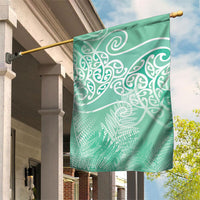 Aotearoa Maori Koru Curves Garden Flag Silver Ferns - Mint