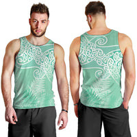 Aotearoa Maori Koru Curves Men Tank Top Silver Ferns - Mint