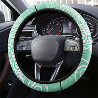 Aotearoa Maori Koru Curves Steering Wheel Cover Silver Ferns - Mint