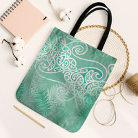 Aotearoa Maori Koru Curves Tote Bag Silver Ferns - Mint