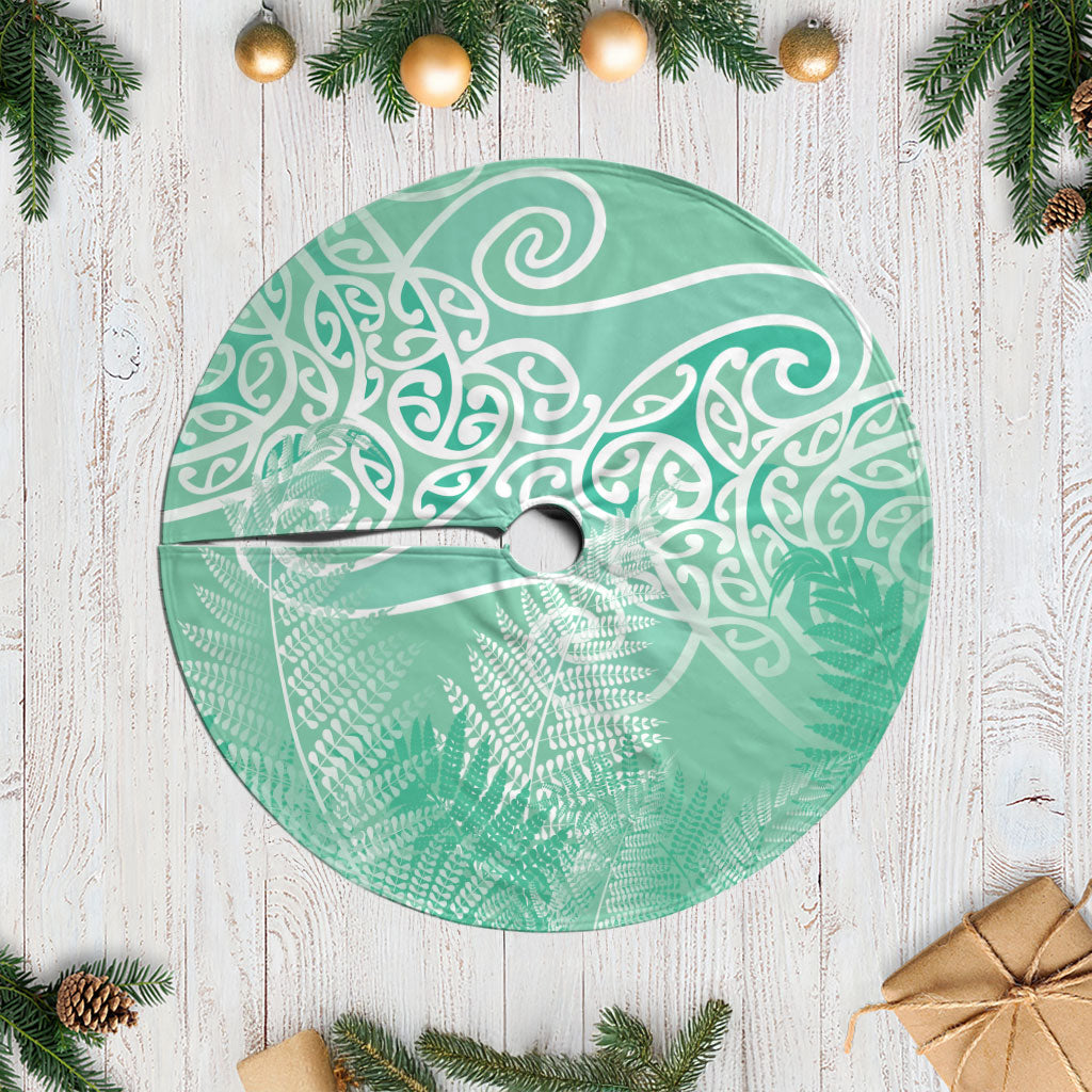 Aotearoa Maori Koru Curves Tree Skirt Silver Ferns - Mint LT7 Casual Mint Green - Polynesian Pride