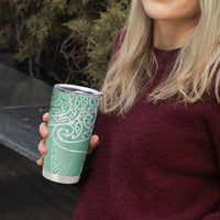 Aotearoa Maori Koru Curves Tumbler Cup Silver Ferns - Mint LT7 - Polynesian Pride