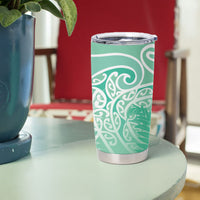 Aotearoa Maori Koru Curves Tumbler Cup Silver Ferns - Mint LT7 - Polynesian Pride