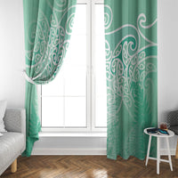 Aotearoa Maori Koru Curves Window Curtain Silver Ferns - Mint