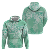 Aotearoa Maori Koru Curves Zip Hoodie Silver Ferns - Mint LT7 - Polynesian Pride