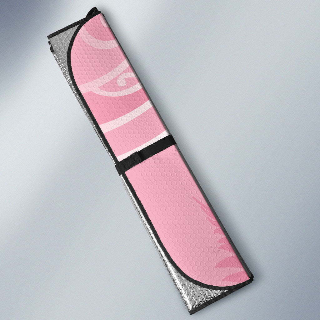 Aotearoa Maori Koru Curves Auto Sun Shade Silver Ferns - Rose Pink