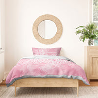 Aotearoa Maori Koru Curves Bedding Set Silver Ferns - Rose Pink