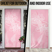 Aotearoa Maori Koru Curves Door Cover Silver Ferns - Rose Pink LT7 - Polynesian Pride