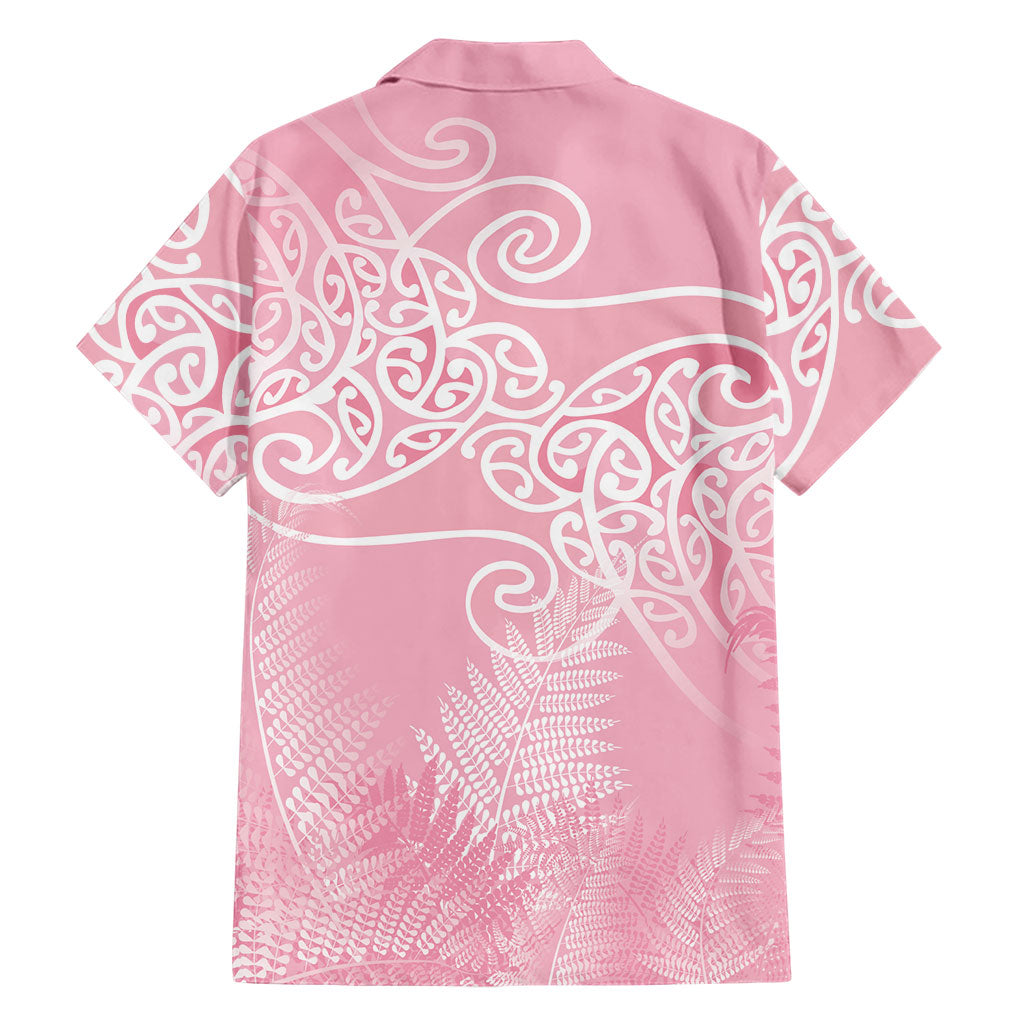 Aotearoa Maori Koru Curves Family Matching Long Sleeve Bodycon Dress and Hawaiian Shirt Silver Ferns - Rose Pink LT7 - Polynesian Pride