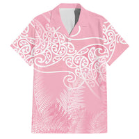 Aotearoa Maori Koru Curves Family Matching Off The Shoulder Long Sleeve Dress and Hawaiian Shirt Silver Ferns - Rose Pink LT7 Dad's Shirt - Short Sleeve Pink - Polynesian Pride